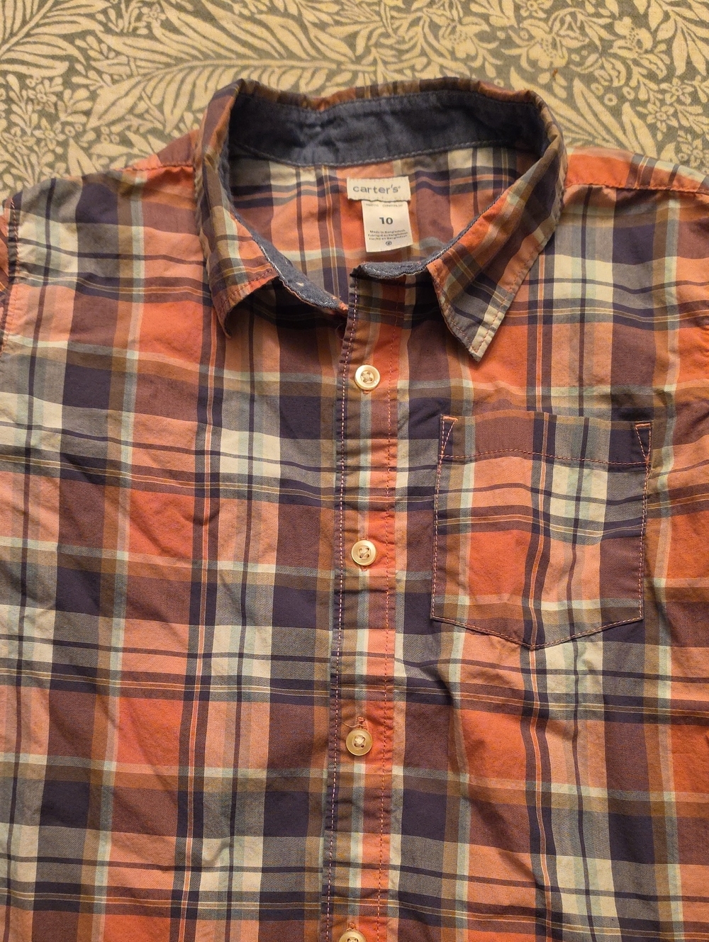 Carter's Pink and Blue Plaid Button-Down Shirt